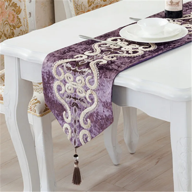 SBB Newest European classical style Jubilation noble simple Embroider plush table runner dining room table flag Matching Cushion