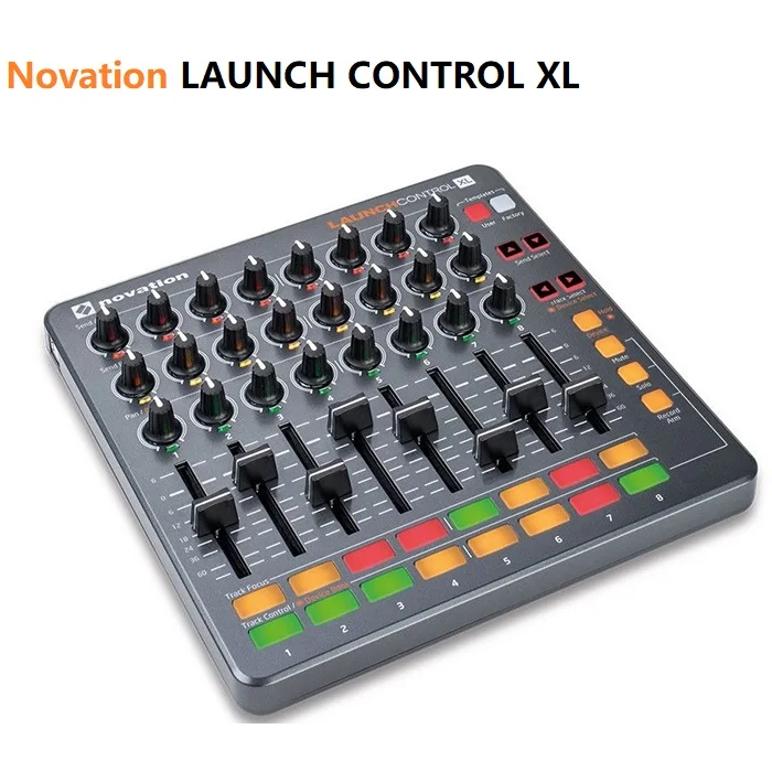 Novation Launch Control XL MK2 MIDI keyboard controller mixer eight rugged faders 16 multi-colour buttons DJ stage performance