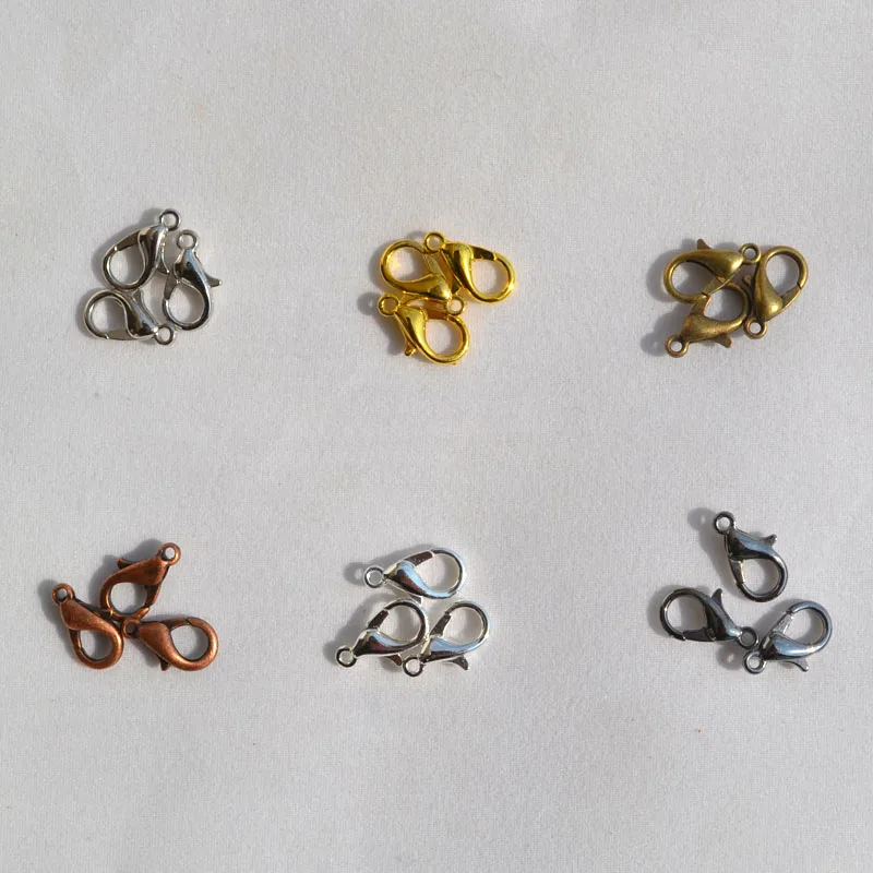 50pcs DIY jewelry findings & components,Bracelet Department,12*6mm Gold/Rhodium/Black/Silver Lobster Clasps Claw Clasp