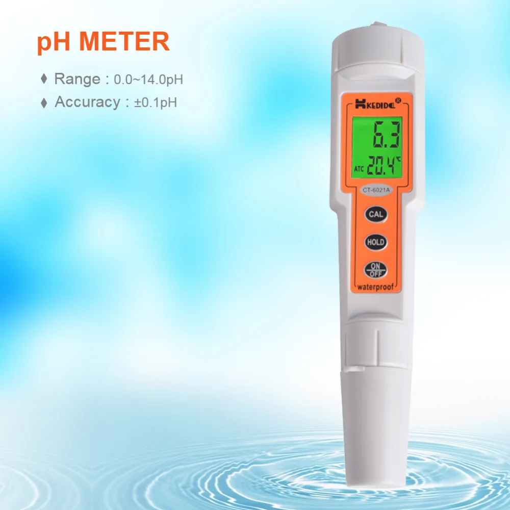 Imagem -02 - Medidor de ph da Água para Aquário Portátil Profissional Digital à Prova Dágua Qualidade de ph da Água Testador de ph