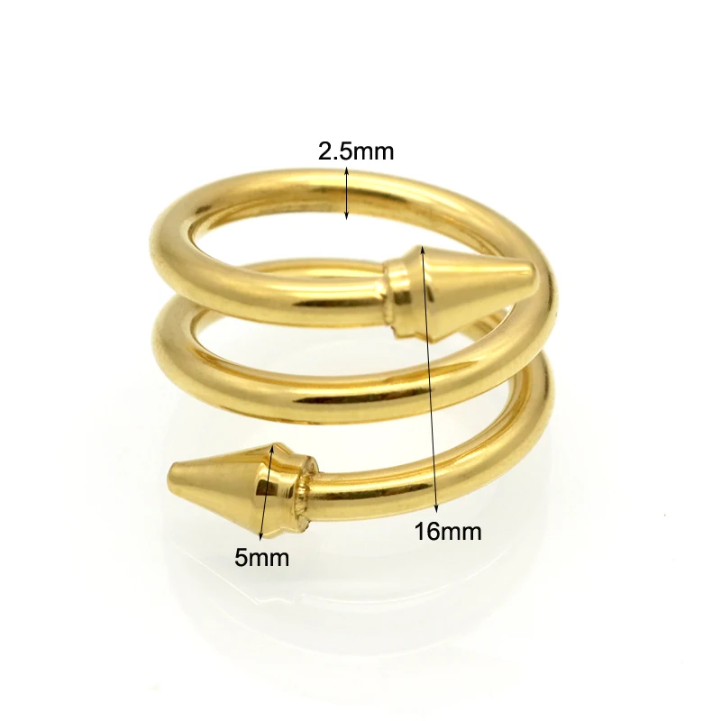 New Arrived Top Quality 3 Rows Layered Rings Titanium Steel Conical Arrows Women Ring Fashion Brand Love Jewelry Cone Nail Rings