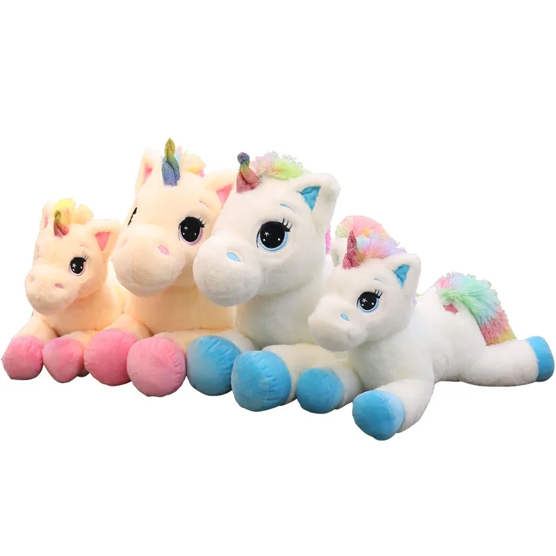 Peluches de unicornio arcoíris de 40cm, 60cm y 80cm para niños, muñeco de peluche de animales de dibujos animados, regalo de cumpleaños y Navidad