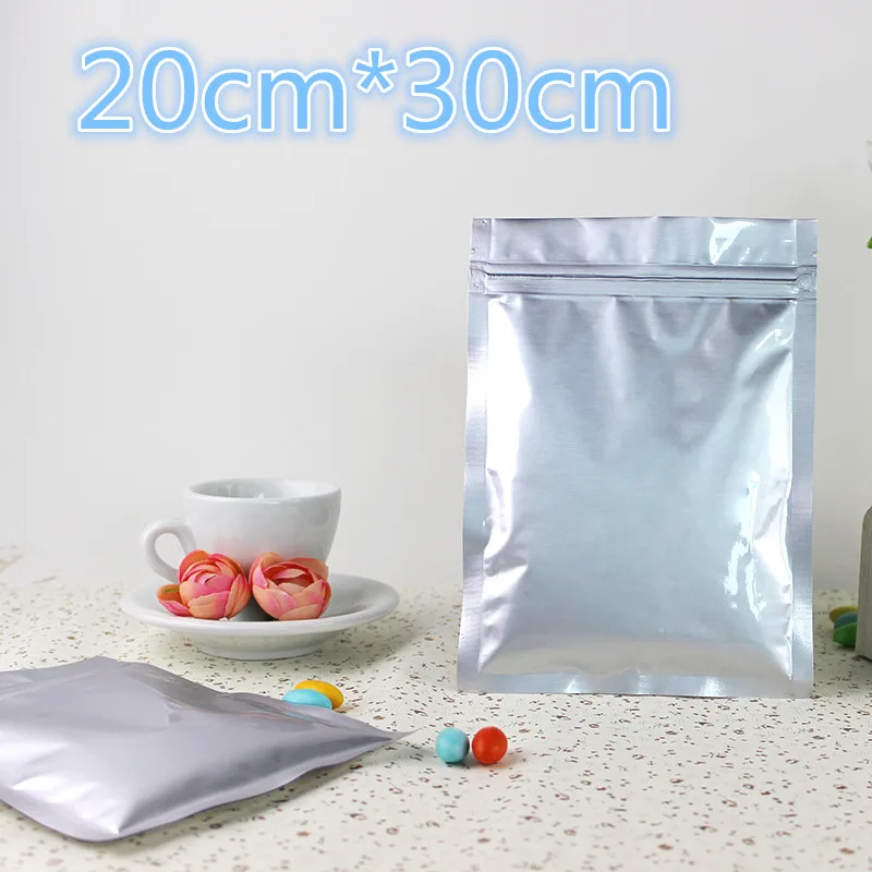 

70Pcs/ Lot 20*30cm Heat Seal Pure Aluminum Foil Valve Package Bags Coffee Powder Silver Mylar Self Seal Event Packaging Pouch