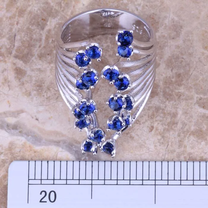 Fetching Blue Cubic Zirconia Silver Plated Ring Size 5 / 6 / 7 / 8 / 9 / 10 S0450