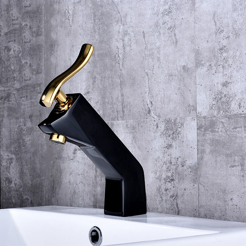 

New Design Painting Basin Faucets Deck Mounted Tap Gold Handle Mixer Tap Hot Cold Water Mixer Bathroom Basin Tap