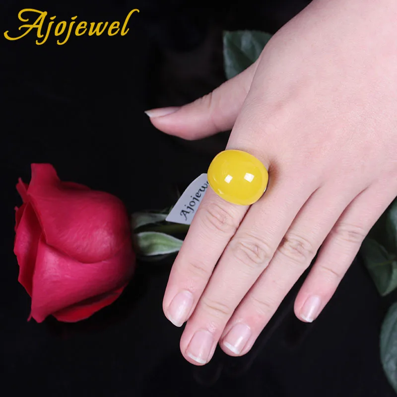 Ajojewel Big Yellow Semi-Precious Stone Rings For Men and Women Brand Fashion Meus Pedidos Jewelry