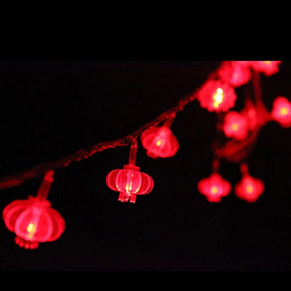 traditional red lantern led string light 8M with 50pcs leds battery operated for party supplies Chinese New Year Home decoration