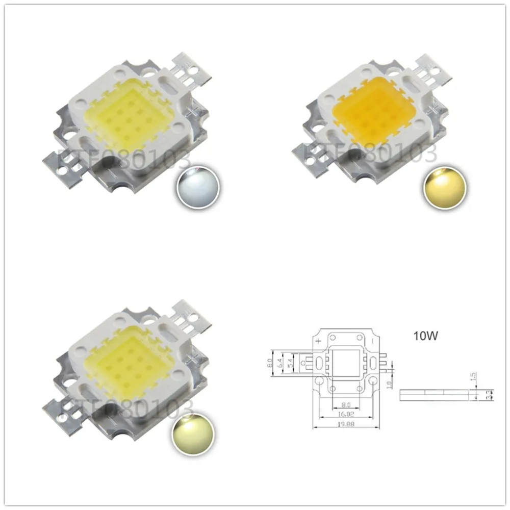 High Power LED Chip 1W 3W 5W 10W 20W 30W 50W 100W Warm Cold White Red Green Blue Yellow RGB 3000K 4000K 6000K SMD COB Light Lamp