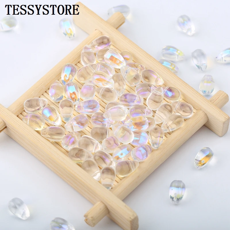 20pcs 6*9mm Water Droplets Shape Lampwork Beads Multi Gradient Color Glass Beads For Jewelry Making Earrings DIY Accessories