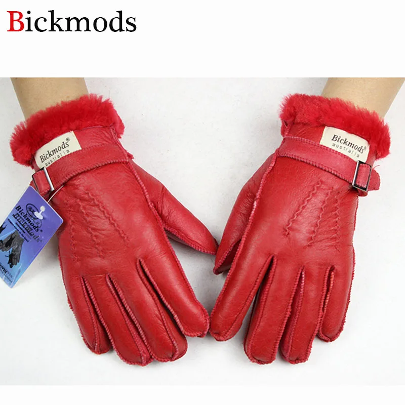 Winter Warm Sheepskin Fur Gloves Children\'s Leather Thick Primary School Students Windproof Fashion New Finger Gloves