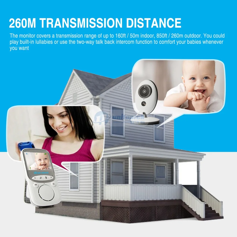 2.4 Inch 2.4GHz Wireless Video Baby Monitor Color Camera Intercom Audio Night Vision Temperature Monitoring Babysitter Nanny