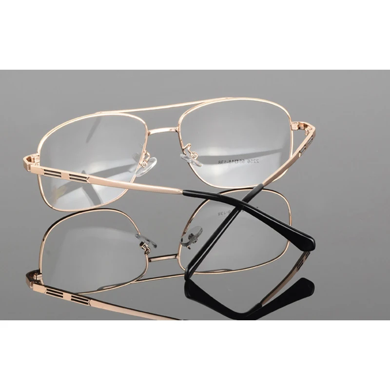 Retro Men\'s Metal Big Frame Pilot Glasses Double beam Goggle Transparent glasses Frame Clear glass Spectacles Eyeglass frames H5