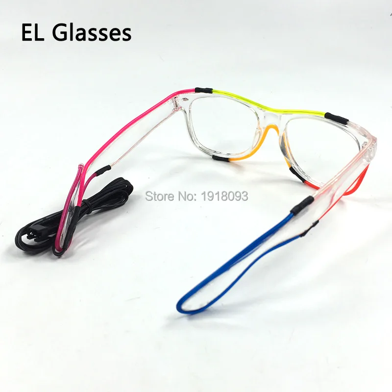 New Design 8Colors EL Wire Glasses Glowing Product with Steady on Inverter Night fluorescent glasses Holiday Lighting