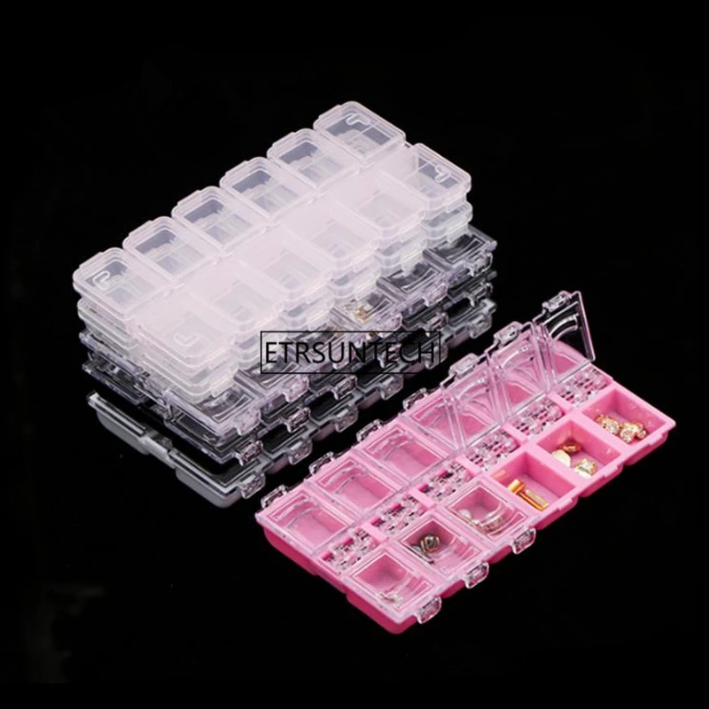 100pcs 12 Grids Empty Storage Box Rhinestone Acrylic Crystal Beads Jewelry Decoration Nail Art Accessories Pills Case F2517