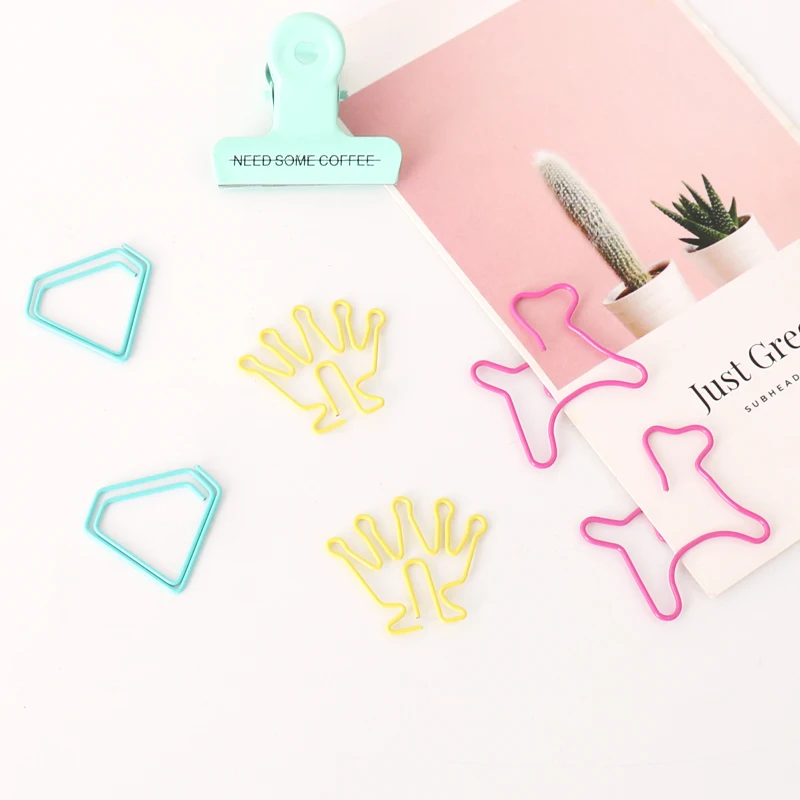 TUTU 10pcs/lot dog diamond crown Paper Clips Creative Interesting Bookmark Clip Memo Clip Shaped Paper Clips H0306