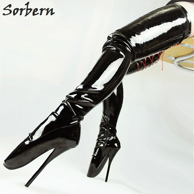 Sorber 18CM stivali da balletto con tacco alto stivali da donna sopra il ginocchio BDSM stivali Sexy alti a metà coscia per donna lunghezza