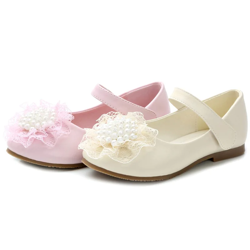 IYEAL Pink Ivory Kids Baby Toddler Flower Children Wedding Party Dress Princess Leather Shoes For Girls School Dance Shoes