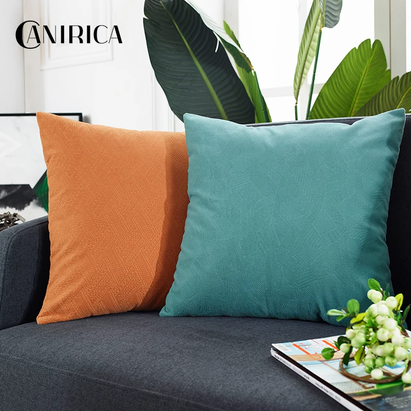 

CANIRICA Cushion Cover Velvet Sofa Decorative Pillows 45x45cm Pillow Cover For Living Room Bedroom Funda Cojin Home Decor Blue