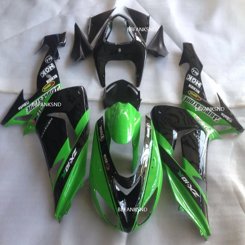 

Motorcycle hulls black green Fairing kit for KAWASAKI Ninja ZX10R 06 07 ZX-10R 2006-2007 ZX 10R 2006 2007 Fairings set