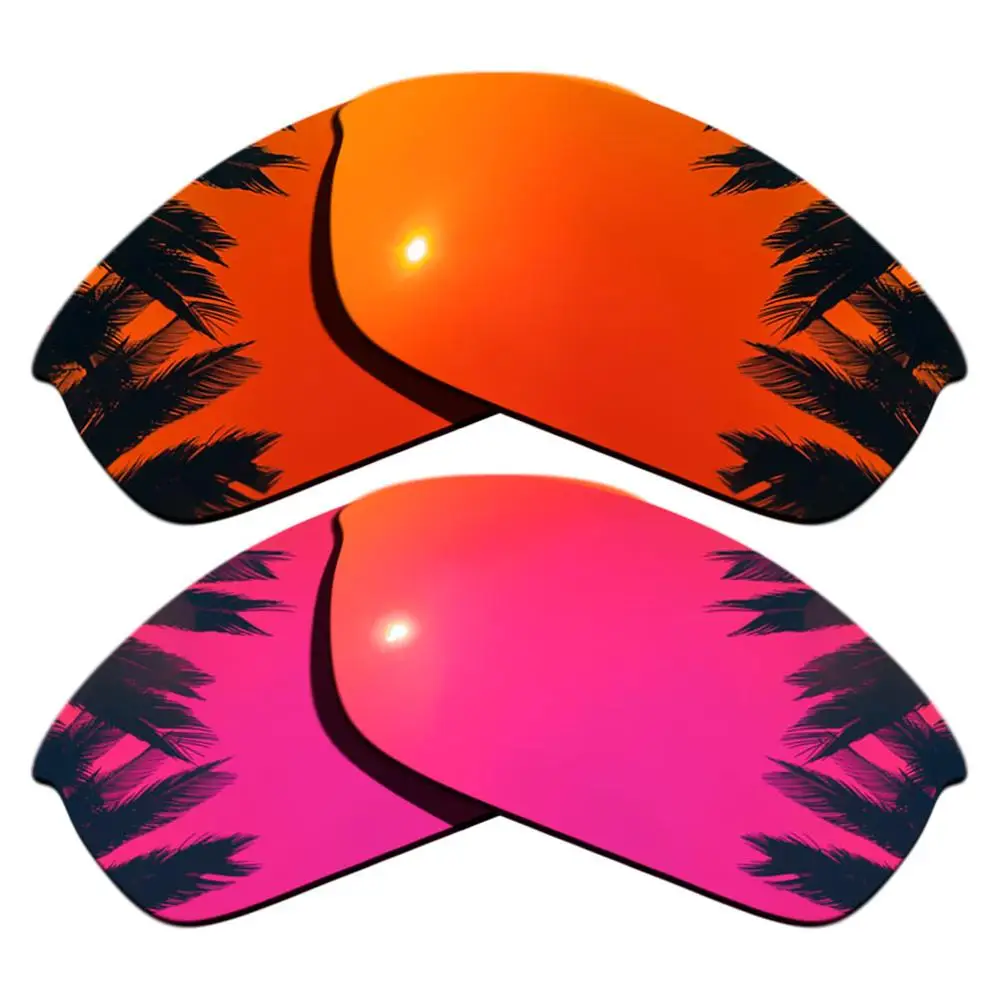 Orange Red Mirrored & Midnight Sun Mirrored Polarized Replacement Lenses for Flak Jacket Frame 100% UVA & UVB