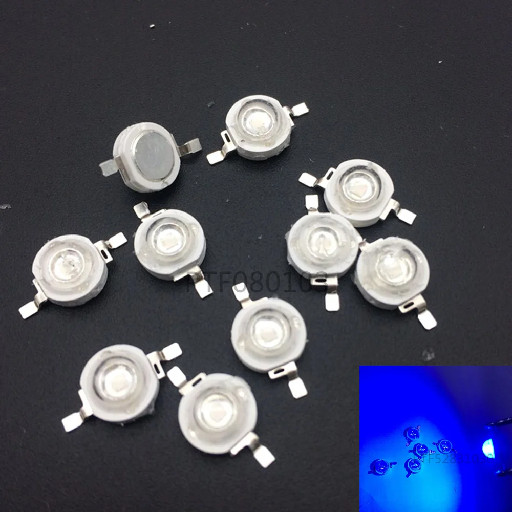 

50pcs 1W/3W 45mil Chip Royal Blue 445nm~450nm LED bead bulb lamp crystal diodes plant grow light lamp parts