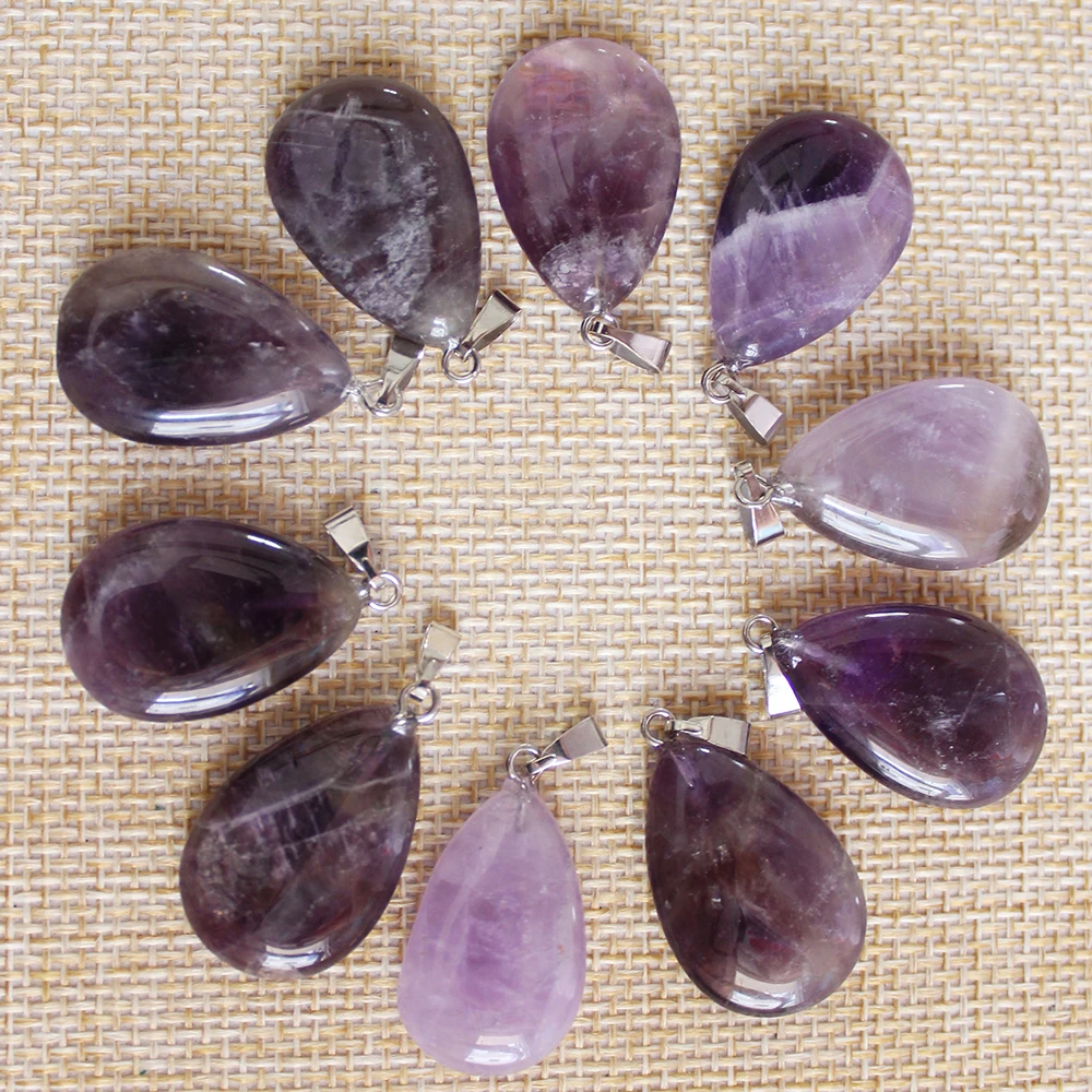 2018 NoEnName_Null The new natural stone pendant is 20 a dozen free postage charms purple necklace pendant.