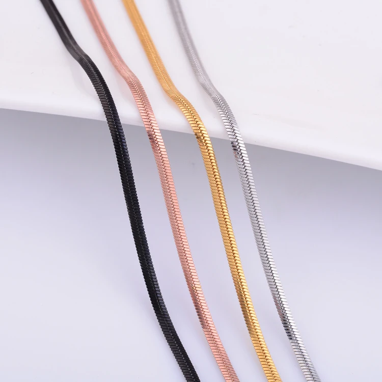 2 mm breite Edelstahl-Flachschlangenkette, wasserdichter Schmuck, verschiedene Längen, hohe Qualität – Detail 1