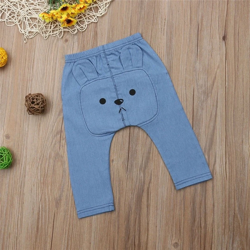 Cute Baby Pants Fashion Baby Boys Girls Denim Pants Animal Print Long Trousers Bottoms Kids Trousers Children Pant Baby Leggings