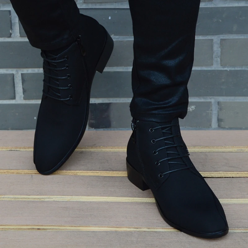 Casual High Top Ankle Boots Formal Men Shoes Flats Fashion Work Dress Business Party Wedding Shoes Men Chelsea Botas Homme