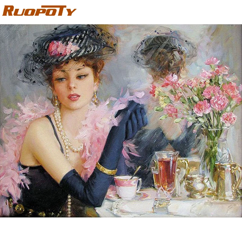 RUOPOTY Beautiful Bride DIY Digital Oil Painting By Numbers Canvas Wall Art Handpainted Oil Painting For Home Decoration 40X50CM