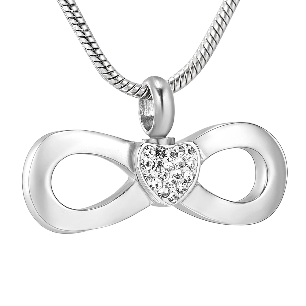 Infinity Women Funeral Urn Keepsake Jewelry Memorial Urn Pendant Stainless Steel Cremation Urn Necklace for Ashes Holder