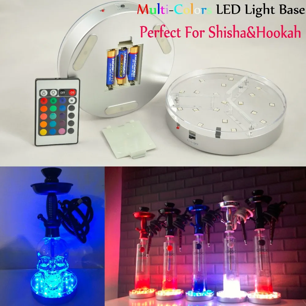 

Al Fakher Glass Hookah Light Base 6inch 19pcs SMD5050 LEDs RGB Multicolors LED Light Plates with Remote Controller
