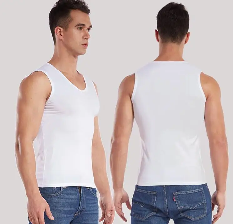 Free shipping  Men's vest  Pure cotton render v-neck