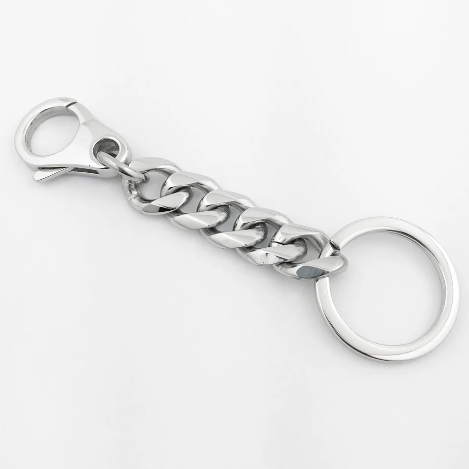 LINSION Unique 316L Stainless Steel Mens Biker Rock Punk Key Ring Keychain 5N010KC