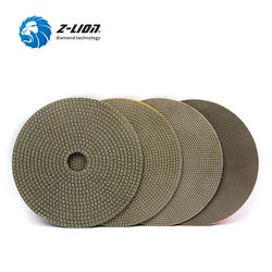 Z-LION 5 Inch 4 Pcs Diamond Polishing Disc Stone Ceramic Metals Grinding Grit 60 120 200 400 Diamond Pads For Sander Grinder