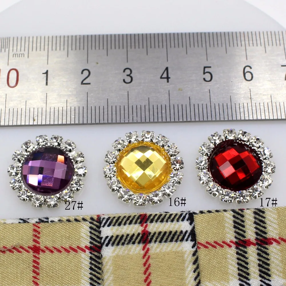 Factory Outlet 10pcs/lot 18mm Round-shaped Acrylic Rhinestone Button flatback Embellishment Craft Making Accessories