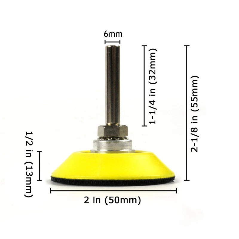 POLIWELL 2 inch dự Tấm Chà Nhám cho 50mm Móc và Vòng Chà Nhám Đĩa Backer Tô 6mm lắc Chân Xoay Dụng Cụ Điện Phụ Kiện
