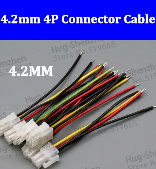 Free shipping 1000pcs 4.2mm 4P Crimp Terminal Connector Cable 100MM  4.2 mm  4PIN 22AWG