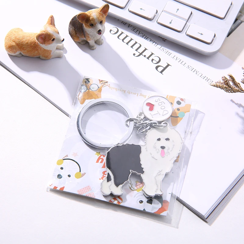 NEW Old English Sheepdog Key Chain DIY Dog Keyring Jewelry Bag Cute Pet Keychains Woman Metal Keychain For Cars Wholesale Gift image 4