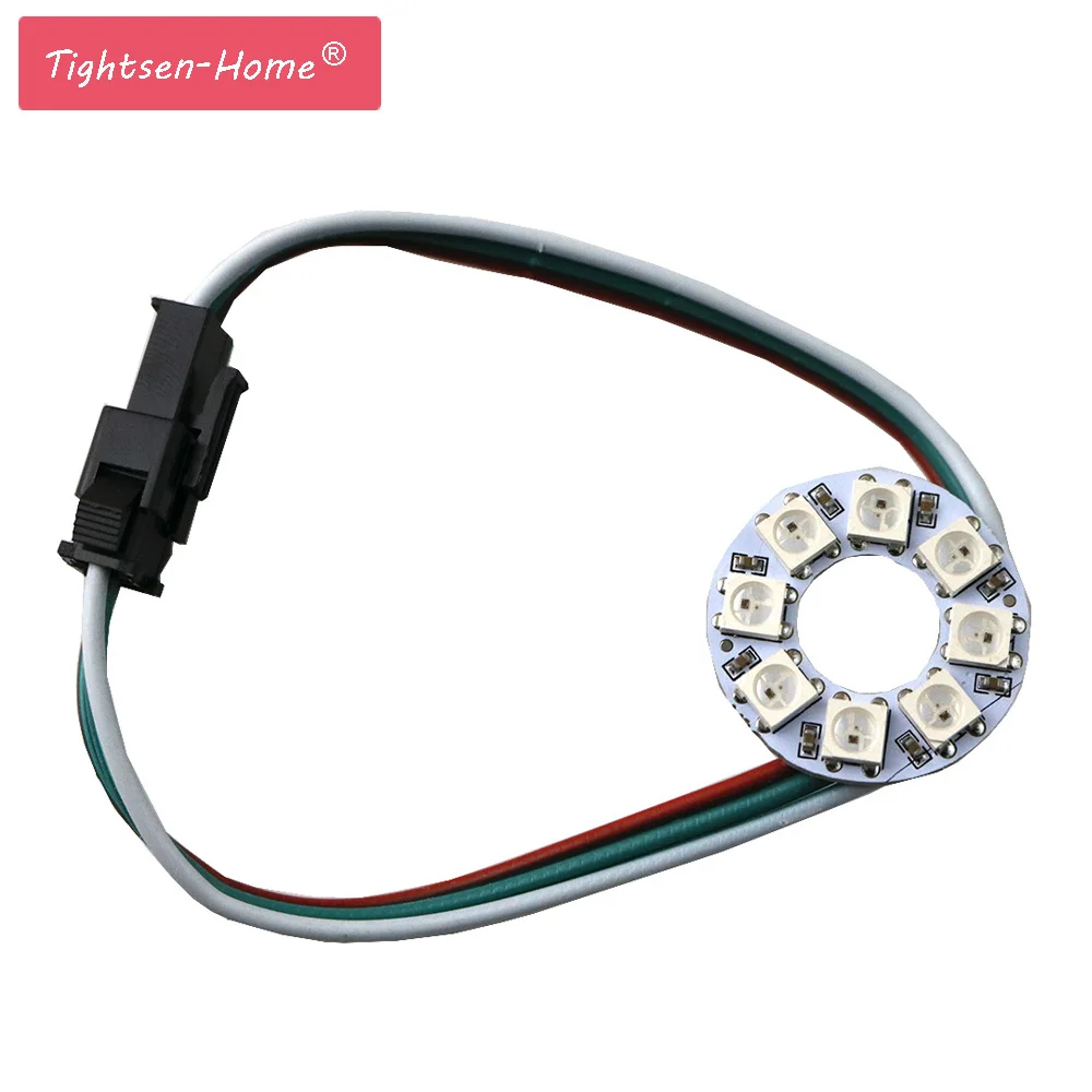 WS2812B Module Strip 8 Bits LEDs 5050 Rgb Individual Addressable Ring Round Led Pixel Lamp Light Board DC5V White/Black 8LEDS