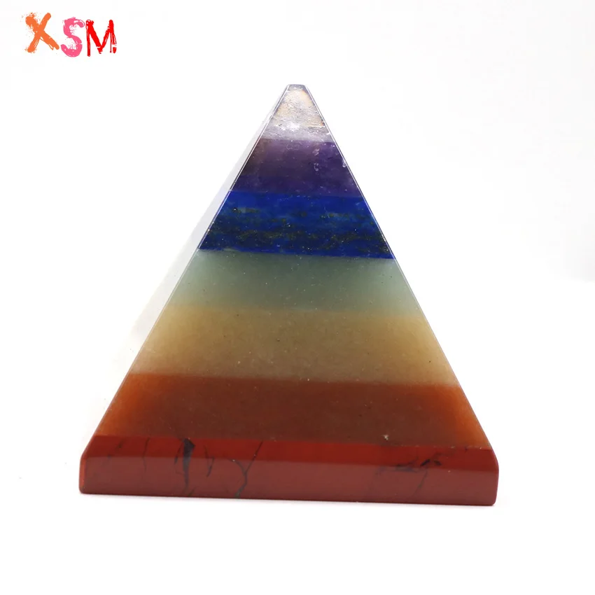 

50X50X50mm Multi-Stone 7 Chakra Energy Generator Pyramid Layered New Age Reiki Healing Feng shui Reiki Energy Generator Crystal