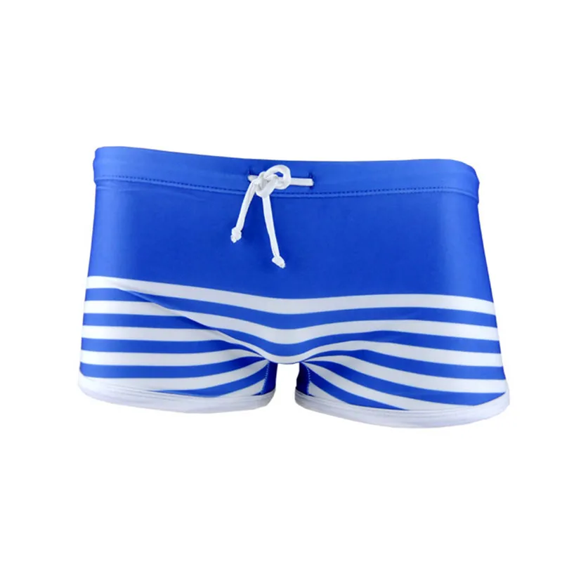 

Men Swimwear Brand New Spandex Striped Swimming Trunk for Men Teenage Boy Swimming Shorts Swimsuit for Pool