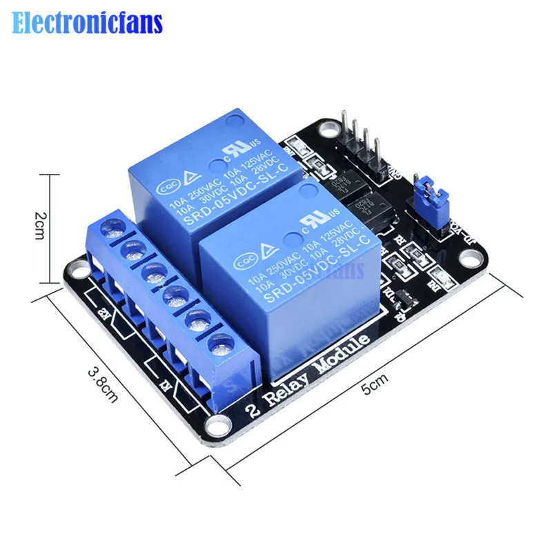 5V 2-Kanaals 2 Kanaals Relais Module Shiled Relais Uitbreidingskaart Lage Niveau Geactiveerd 2-Weg Relais module Voor Arduino Arm Pic Avr