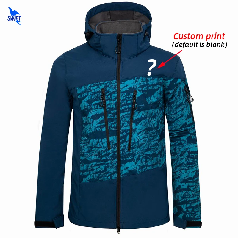 

Customize LOGO Men Winter Fleece Softshell Jacket Men Outdoor Sports Hooded Coat Trekking Windproof Waterproof Hiking Clothing