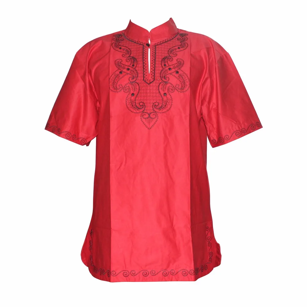 Dashikiage New Men\'s Pharaoh Scepter Embroidery Short Sleeve Best Colors Traditional Mali African Vintage Top