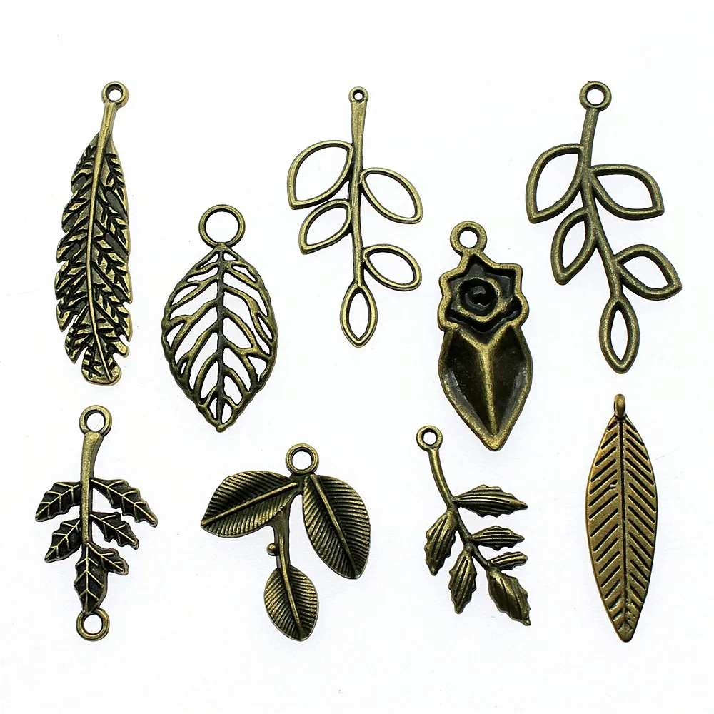 10pcs Tree Branch Pendant Charms Antique Bronze Color Branch Leaves Charms Jewelry DIY Branch Charms For Bracelet Making