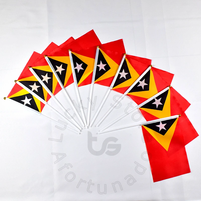 East Timor 14*21cm 10pieces flag Banner Hand waving Flag National Flag for meet,Parade,party.Hanging,decoration