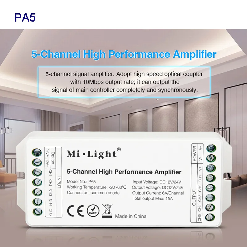 Imagem -04 - Miboxer-controlador de Alta Performance Pa4 Pa5 dc 12v 24v 15a Canais Canais Amplificador Controle de Série e Todos os Leds tipo Pwm