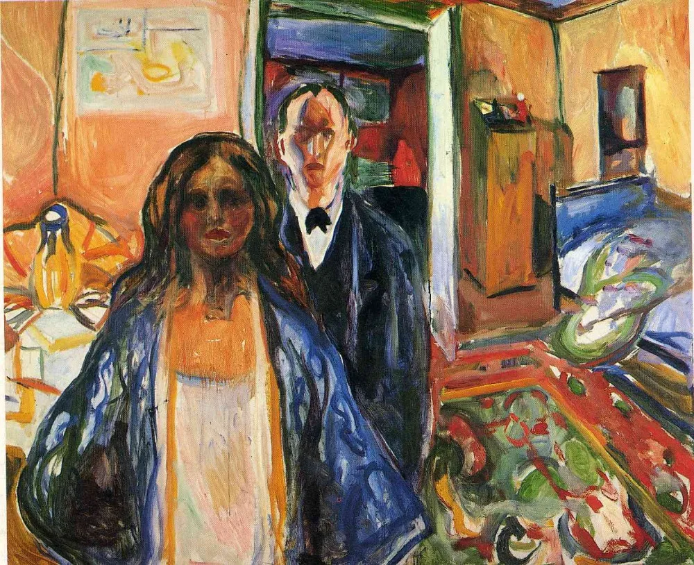 

Oil Painting Reproduction on Linen Canvas,the-artist-and-his-model-1921 by Edvard Munch,100% handmade