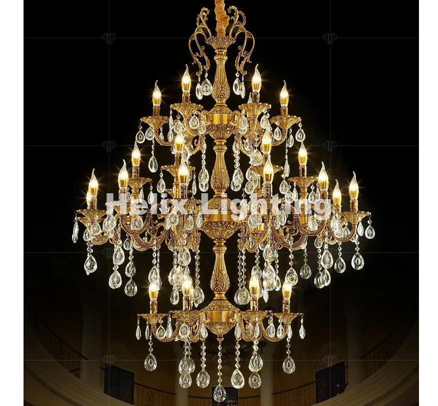 

European Zinc Alloy Mysterious Clear Class A K9 Crystal Chandelier AC90-260V 30 Arms D115cm E14 LED Light Source Free Shipping